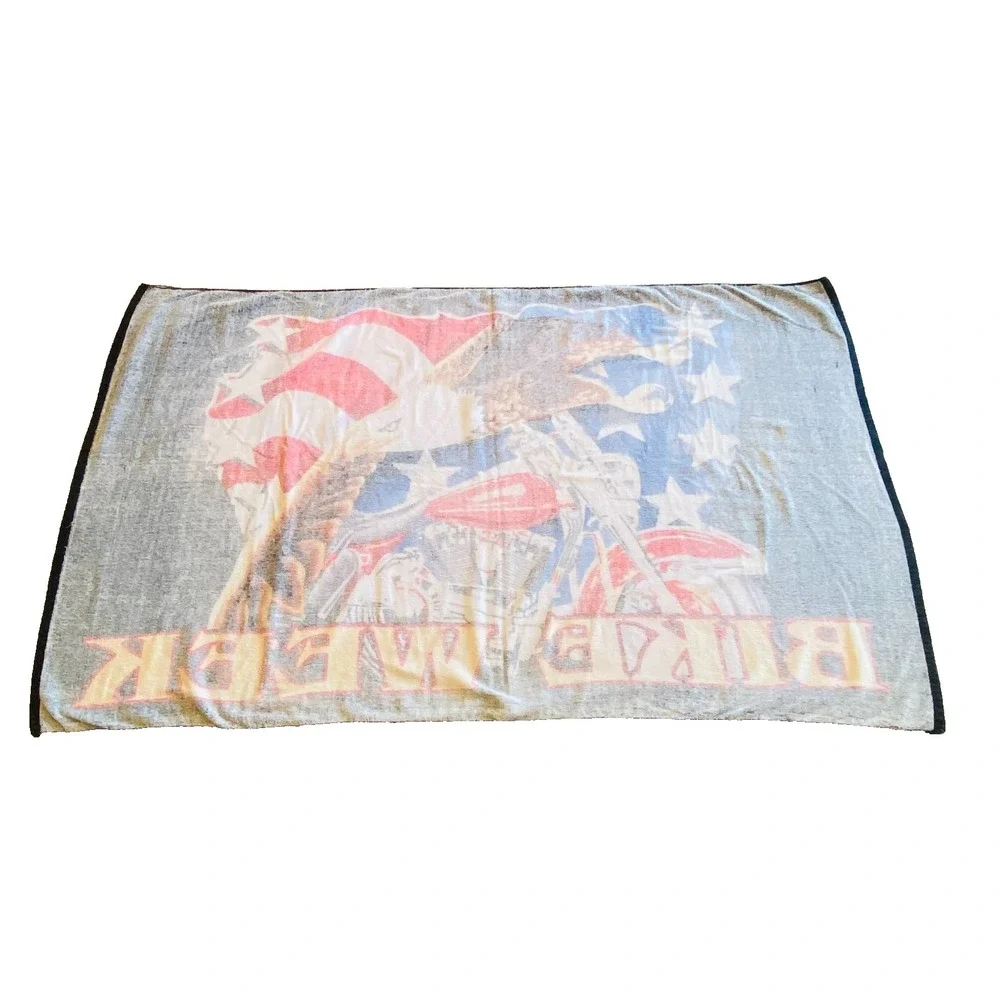 Bike Week Large Beach Towel Graphic Print Eagle‎ Motorcycle American Flag 39x66